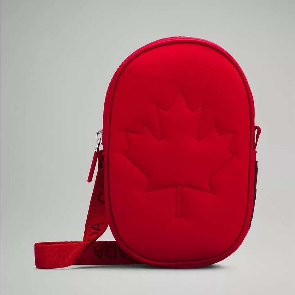 lululemon athletica Red Crossbody Bag with Embossed Maple Leaf
